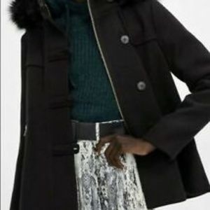 ZARA Women's Black Coat Jacket with Hood